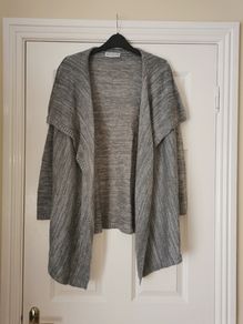 Grey Knitted Waterfall Cardigan