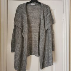 Grey Knitted Waterfall Cardigan