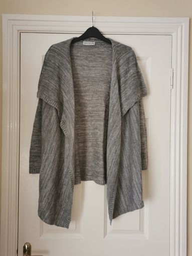 Grey Knitted Waterfall Cardigan