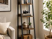 Slim Shelving Unit industrial brown bookcase 5 tier