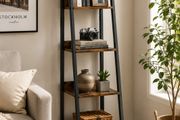 Slim Shelving Unit industrial brown bookcase 5 tier