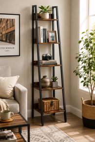 Slim Shelving Unit industrial brown bookcase 5 tier