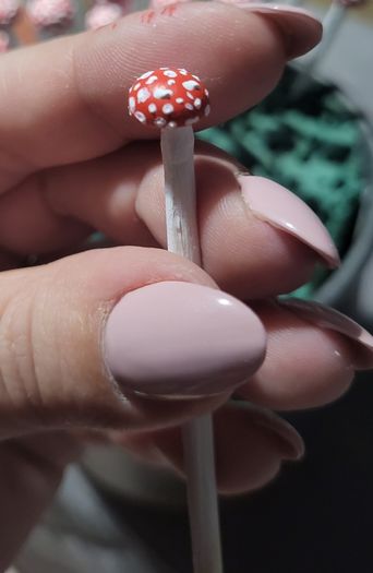 Handcrafted tiny wooden mushrooms