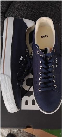 Hugo Boss Navy Blue Canvas Trainers