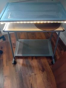 Metal computer table with lights
