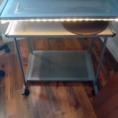 Metal computer table with lights
