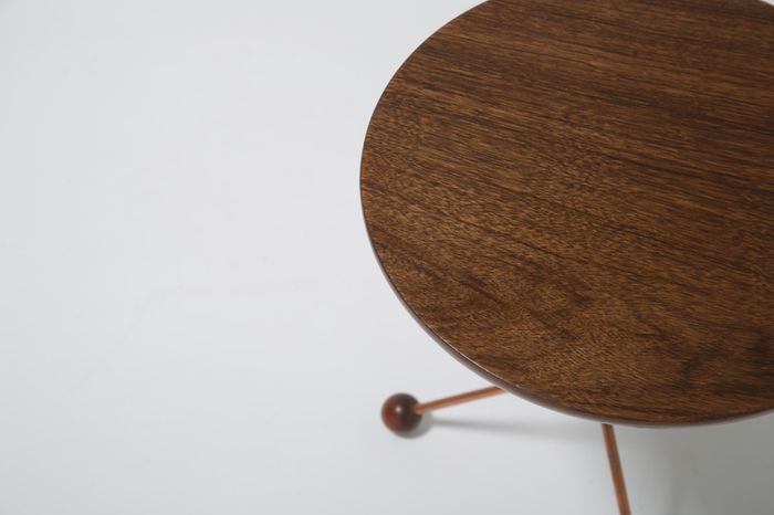 Vintage Tripod Side Teak and Copper Table by Albert Larsson for Alberts Tibro, 1950s