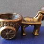 Vintage solid brass donkey & turf creel figurine Image 2