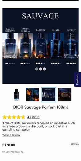 DIOR Sauvage 100ml pure parfum for him
