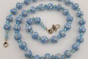Vintage Venetian Style Light Blue White Dotted Glass Beads Necklace