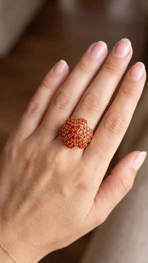 Silver D'joy 1.88 Ct Floral Opal Ring in 18K Yellow Gold Vermeil