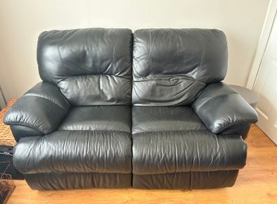 Two seater leather recliner sofa