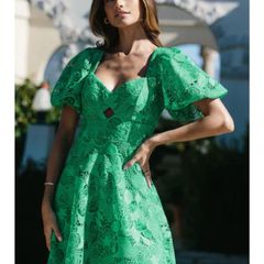 Lipsy Green Lace Mini Dress UK12 EU40