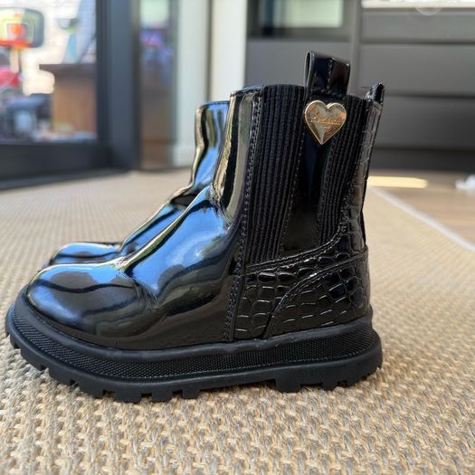 Patent black River Island girls boots
