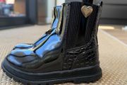 Patent black River Island girls boots