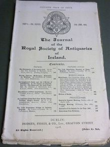 Journal Royal Society Antiquaries Ireland 1908 Cork Wicklow Limerick Offaly