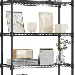 1250 lbs 5 Tier Shelf Metal Storage Shelves Shelving Wire Rack Heavy Duty Closet Organizers for Garage Kitchen Bathroom Laundry Black 35 x 75 x 151.1 cm