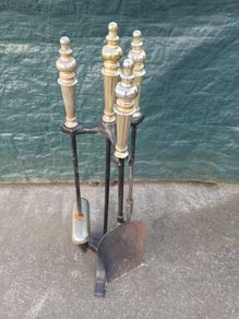 Black & Brass 4 piece fireside set
