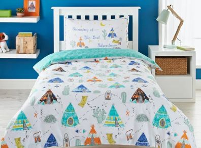 Teepee duvet cover and pillowcase junior size 140 X 100 cm