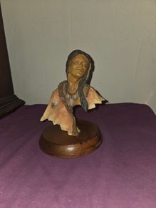 1994 Stephen Herrero (Signed) Medicine Woman Folk Art on wooden base