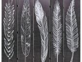 Folding Room Divider 200x170 cm Feathers Black and White