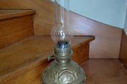 Antique French large oil lamp brass base works
