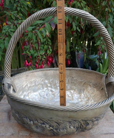 Vintage Continental Embossed Silver Plated Large Basket