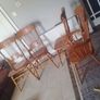 large Extenable Solid Wooden Dining Room Table and Chairs Image 5