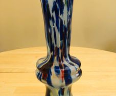 Large 1980s Hand Blown Art Glass Vase