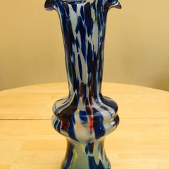 Large 1980s Hand Blown Art Glass Vase