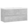Sink Cabinet with Built-in Basin Concrete Grey Chipboard Image 2