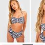 Leopard Print Underwired Bikini Top & High Waist Bikini Bottoms Set Image 3