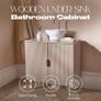Under Sink Bathroom Cabinet, Free Standing Wooden Under Basin Unit Cupboard Storage Cabinet with 2 Doors & Shelf Bathroom Sink Cabinet with Feet, Taupe Image 3