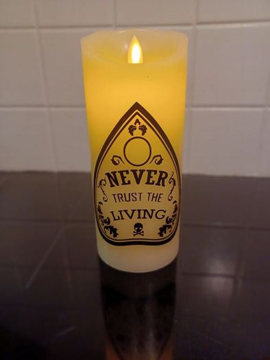 Beetlejuice inspired led candle