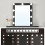 Dressing Table with LED Lighting, Adjustable Brightness, Dressing Table with Mirror, Cosmetic Table with 2 Drawers and 3 Open Compartments, Modern Black Image 5