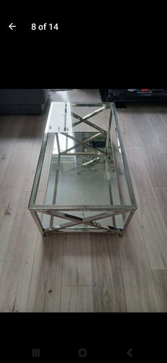 glass with mirror base coffee table