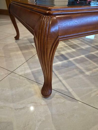 Solid Wood Glass Top Coffee Table