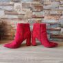 Wine Suede Ankle boots with gold buckle, size 6 Image 6