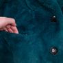 Sam Edelman Deep Teal Green Soft Faux Fur Plush Winter Overcoat Size L Image 4