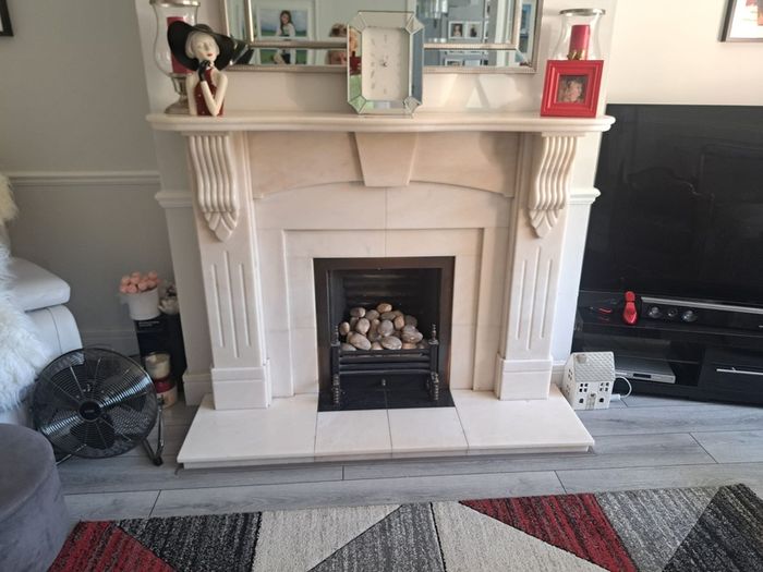 marble fireplace and hearth