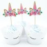 Unicorn Cup Cake Toppers (10 Cupcake Wrappers +10 Cake Toppers) Image 2