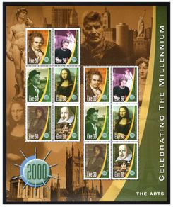 2000 Ireland Celebrating the Millennium Series 4 The Arts Commemorative  Stamps Sheetlet Mint Never Hinged (MNH)