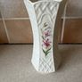 Belleek China 2 Country Trellis Vases 7" & 10" Image 4