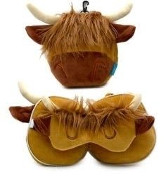 Highland Coo Plush Travel Pillow & Eye Mask Set