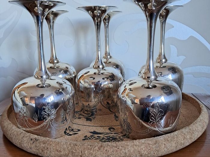 Set of 6 silver-plated goblets