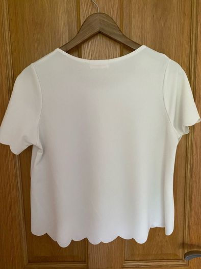 Women's Red Chilli White Cream Short Sleeve Crop  Top | Size M