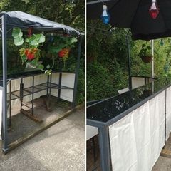 Outdoor Bar Gazebo Set with Glass Countertops & Stools