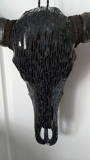 Glass Insert Black Buffalo Skull