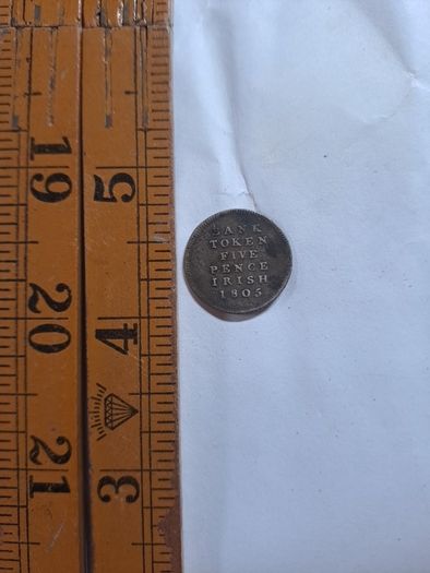 coin 1805 bank 5 pence token.