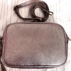 Gold leather handbag with 2